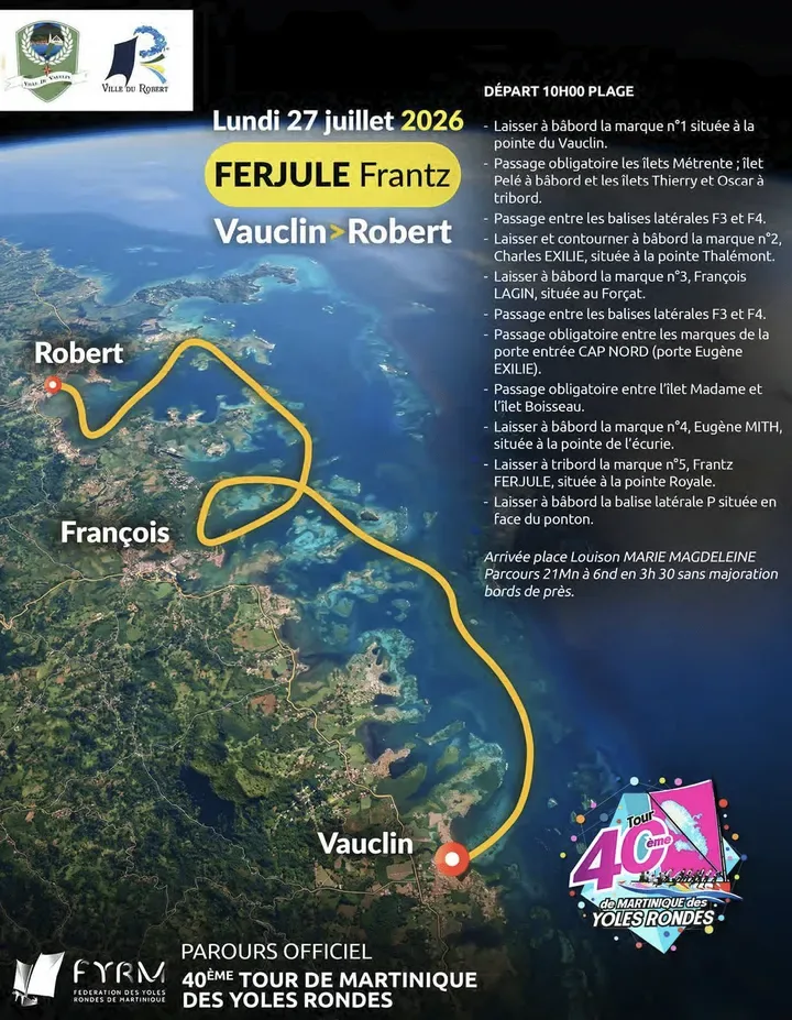Carte de l’étape 2, de Le Vauclin à Le Robert
